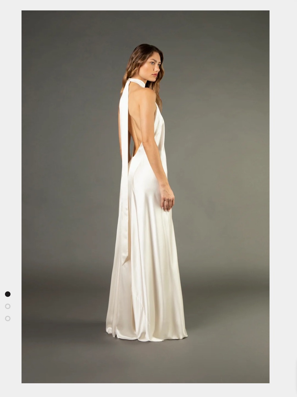 Michelle Mason Halter Tie Neck Backless Gown - Ivory (0)